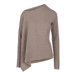 SALE Naadam Wool Cashmere Asymmetrical Variegated Rib Sweater