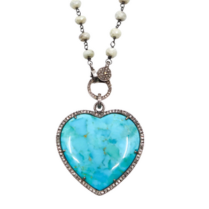 Hayley Style Silver Turquoise Heart Pendant